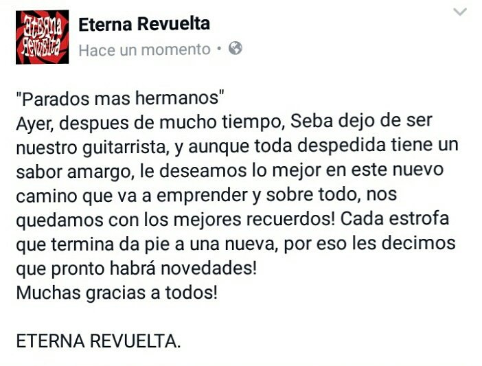 EternaRevuelta's tweet photo. Proximamente novedades! ETERNA REVIELTA VENIMOS A DAR. https://t.co/8c5MBGQQ1O