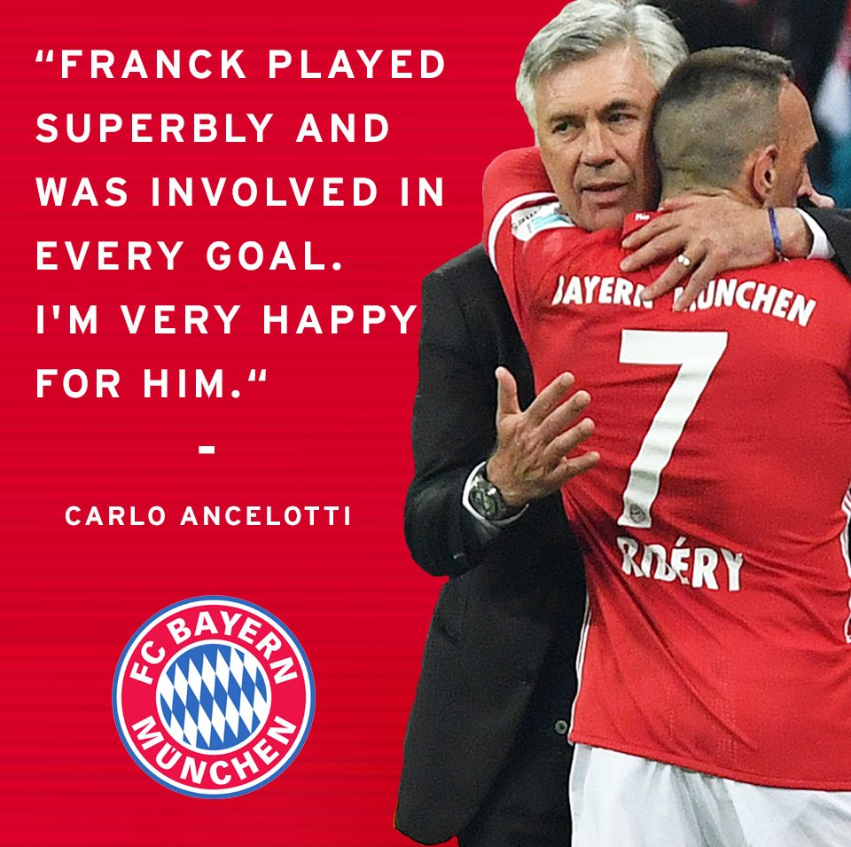 FCBayernEN's tweet photo. High praise for @FranckRibery from @MrAncelotti, and well-deserved! #FCBayern #MiaSanMia https://t.co/TZEp8K9gnd