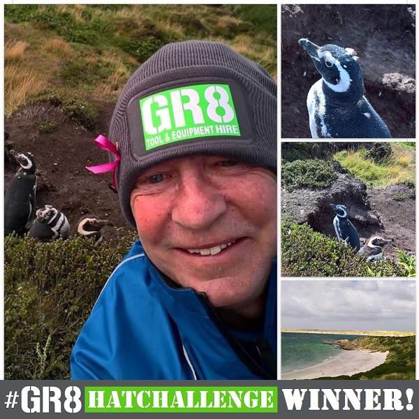 This week's #GR8HatChallenge winner is Steve (&amp; his penguin friends in the Falklands)!! <a href="/GR8ToolHire/">GR8 Tool Hire</a> will be donating £50 on your behalf! xx