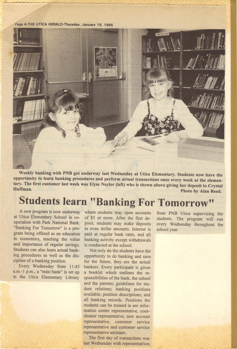 In honor of my post on @BankBryanCave here's a throwback article featuring my first day in the banking world and my hometown bank <a href="/PNBCares/">foxyop</a>