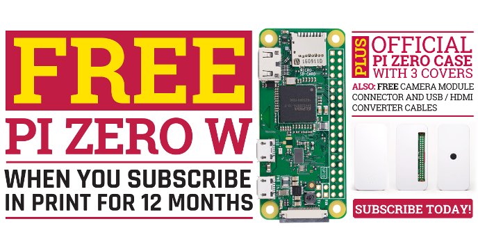 rpimagazine's tweet image. Did you see that we have a new subscription offer? Get a free Pi Zero W with an official case and adapter cables! magpi.cc/2lwRp6N