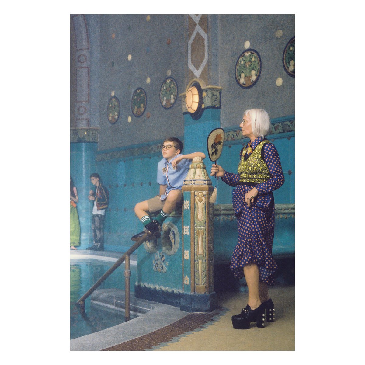 gucci's tweet photo. From the Hungarian countryside to a thermal bath in Budapest: the video by @petracollins #GucciDreamscape #GucciSS17 https://t.co/7VLoNGtz2k https://t.co/u542HJc5sI