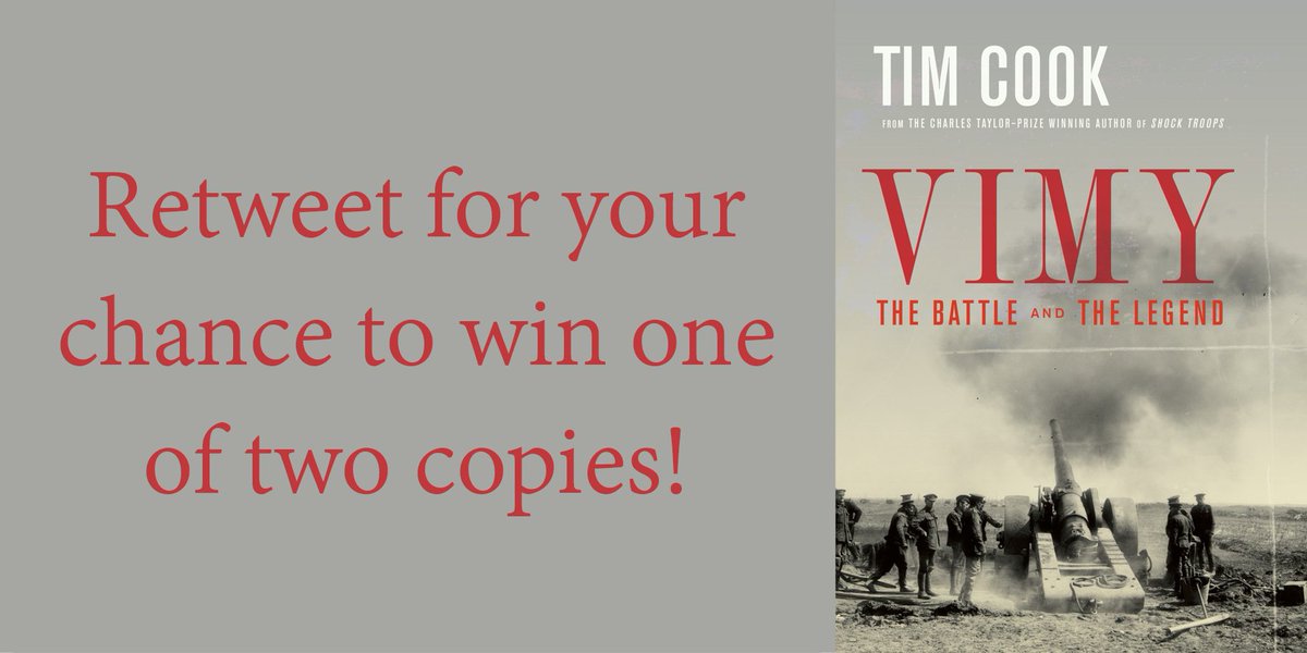 HistoricaCanada's tweet photo. Vimy: The Battle and the Legend by Tim Cook comes out tomorrow from @PenguinCanada! Can't wait to read it? RT for your chance to win! https://t.co/Rg0J3RZBbG