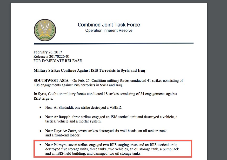 DanieleRaineri's tweet photo. As a matter of fact the retaking of Palmyra is almost a US-Russian joint operation, just check a sample of reports in the last 10 days https://t.co/ScKVP6mj8Q