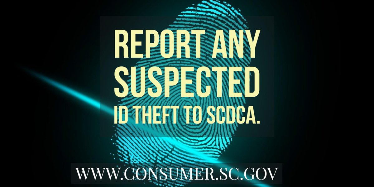 SCDCA's tweet photo. #IDTheftThursday Report any suspected cases of #identitytheft to @SCDCA at https://t.co/wPTFWxjttL #BewareAndShare https://t.co/w46JBwRxee
