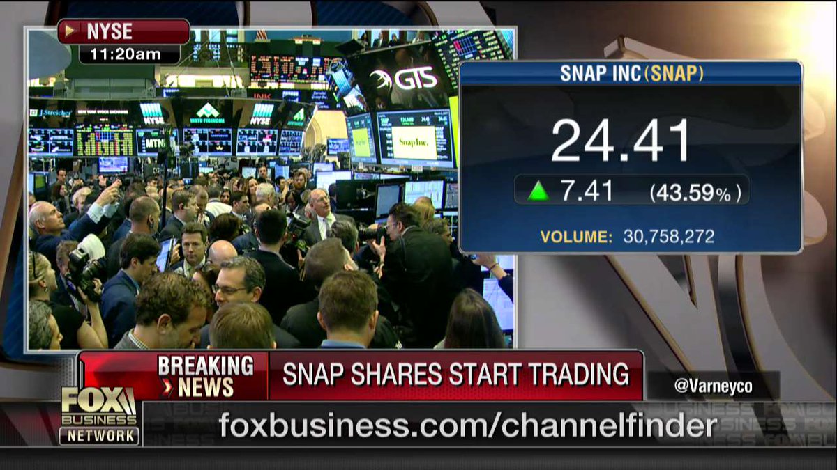 Breaking News - $SNAP inc shares start trading at $24.00 a share vs $17.00  IPO price. #SnapIPO