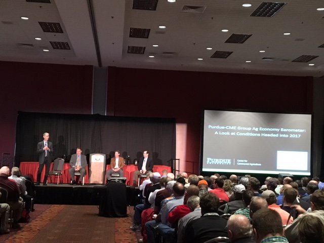 PUCommercialAg's tweet photo. Our @ComClassic #AgBarometer session w/@CMEGroup is packed! 1,000+ people gathered to hear about economic conditions ahead of planting. https://t.co/rLEPc6iBkP
