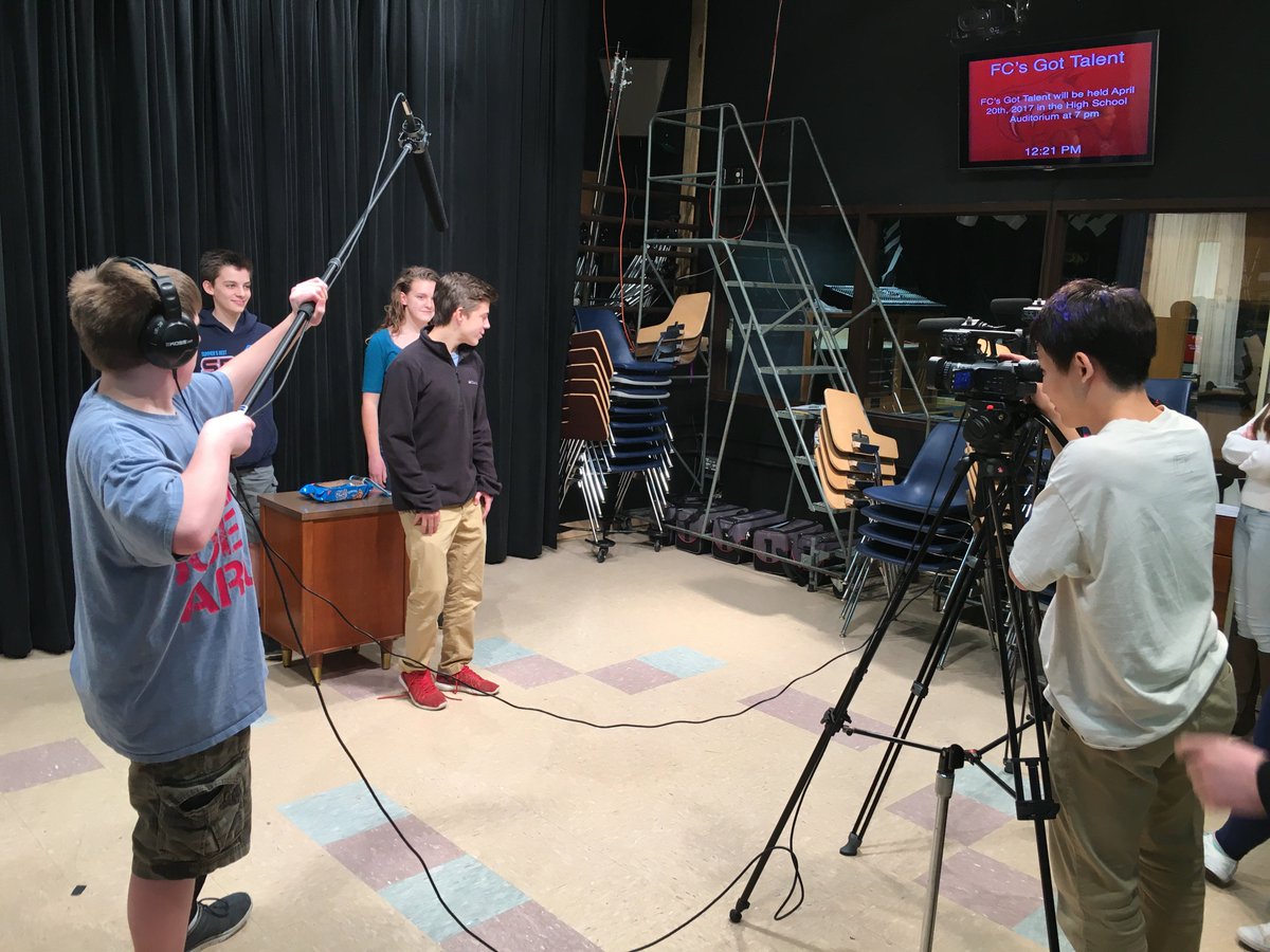 Down in the TV Studio students are learning how to use boom microphones to record quality sound.  #gameshowfun