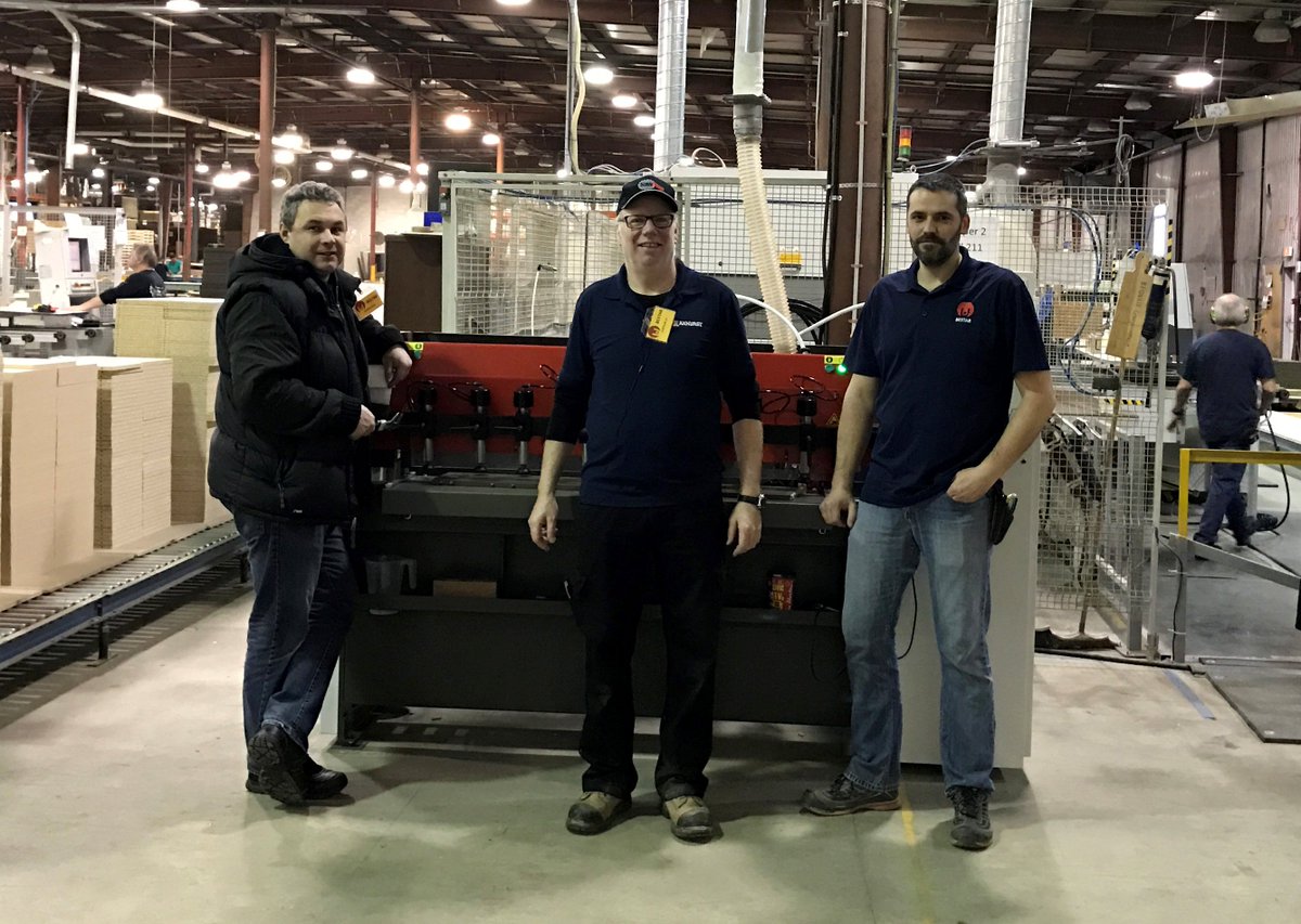 AkhurstWood's tweet photo. Training taking place at Bestar Inc. in Lac Megantic, QC on their new Gannomat #cnc dowel inserter. #flexibility #productivity https://t.co/hoXihKqu8a