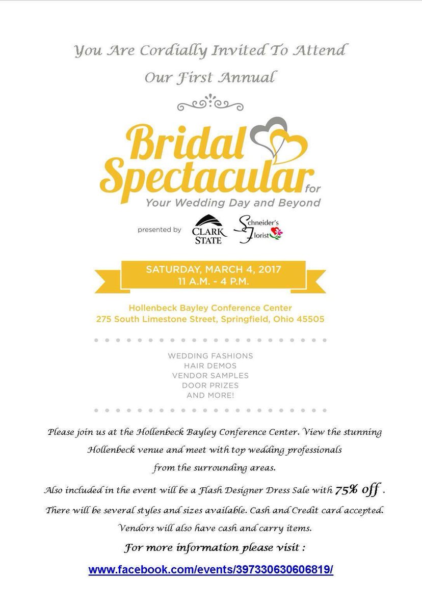 Brides! You're Invited to the First Annual Bridal Spectacular At Clark State Hollenbeck in <a href="/springfieldohio/">Springfield Ohio</a> This Saturday!