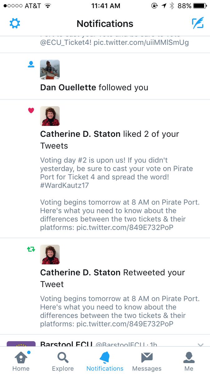 We appreciate the support <a href="/cdstaton/">Catherine D. Staton</a> - always a good thing when the Pirate First Lady is on your side! Let's keep promoting #VoteTicket4!