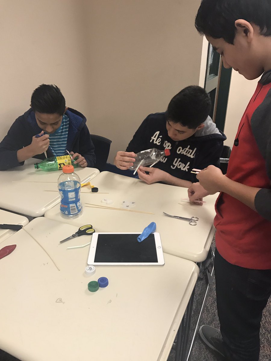 HelicaDC's tweet photo. Creating Balloon Rocket Cars🚗to demonstrate Force &amp; Motion. Let the best rocket win🚀#dchssciencerocks https://t.co/u8yT2ZZB6K