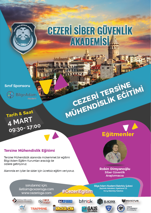 istbilisimetk's tweet photo. Cezeri Siber Güvenlik Tersine Mühendisliğe Giriş Eğitimi | İstanbul
@cezerisga
@bilgeadam
https://t.co/R4IRljDN0v https://t.co/2G5ot3H3XQ