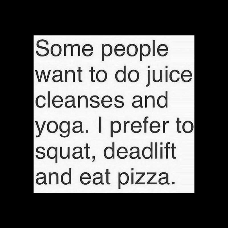 CapeCodCafe's tweet photo. "Some people want to do juice cleanses and yoga. I prefer to squat, deadlift, and eat pizza." #CapeCodCafe #ThursdayThoughts https://t.co/QDFLmt2feq