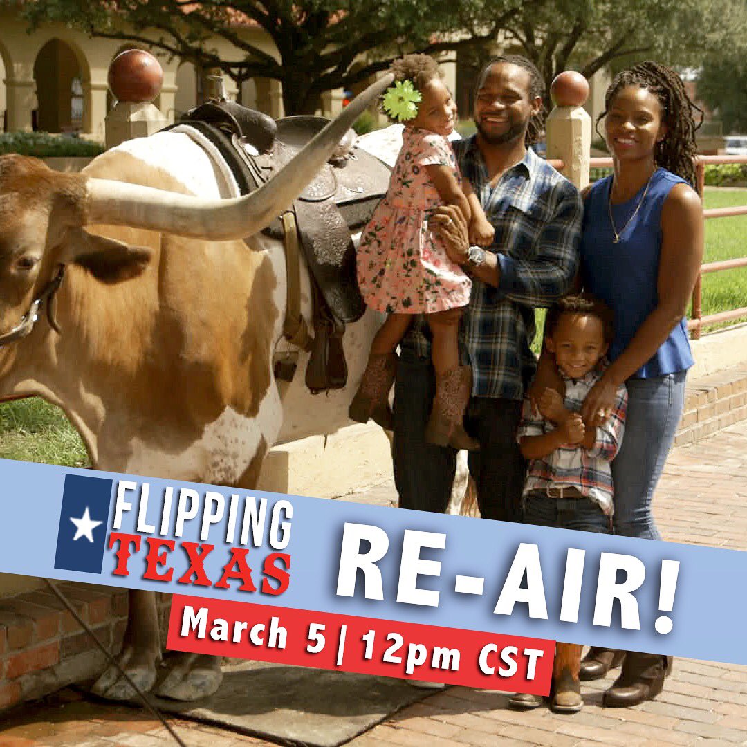 AshleyandAndyFW's tweet photo. #FlippingTexas will be re-airing on @hgtv THIS SUNDAY at noon (cst)! https://t.co/8bJrtg5aUo