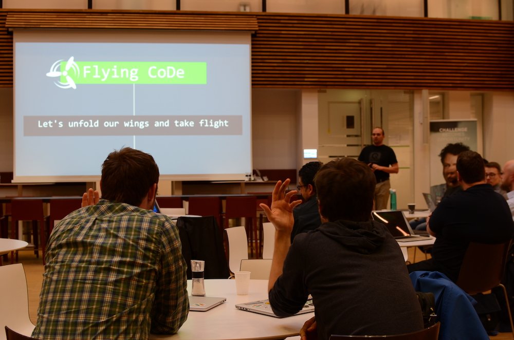 code_conf's tweet photo. Time for flying code! Fasten your seat belts and follow the instructions of our #concourseci pilot @jankrag for a great workshop #codeusers https://t.co/Jb9eH0I8hN