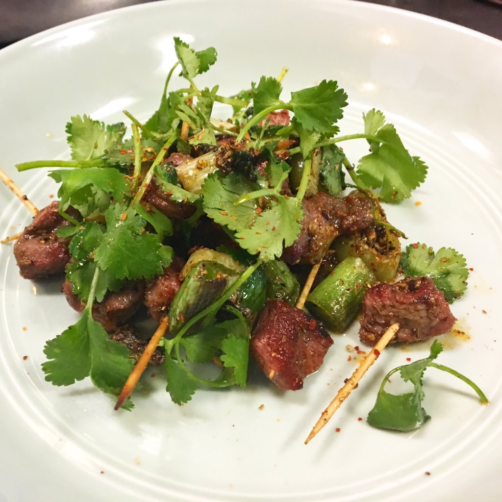 Chili cumin toothpick lamb. Lunch.