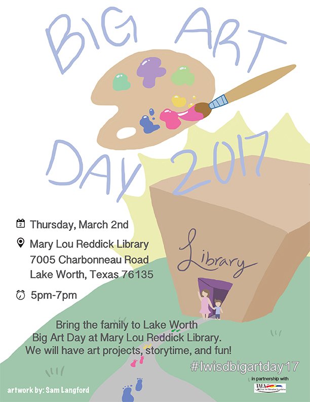 Art Club is having a community event for Big Art Day TODAY from 5-7pm at Mary Lou Reddick Library in Lake Worth! Everyone welcome!