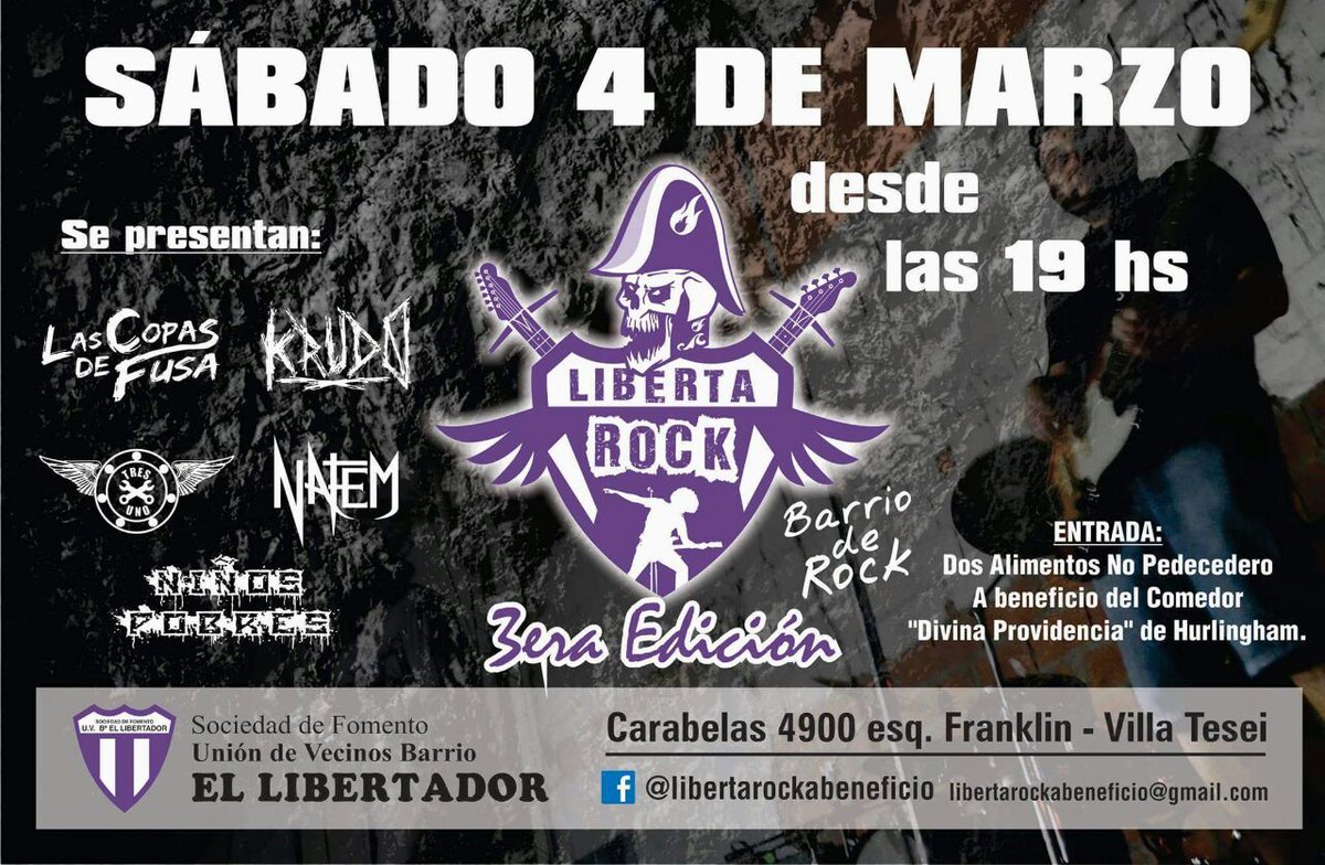 idiobaino's tweet photo. Dale, este sábado LibertaRock! https://t.co/uriXLBq523