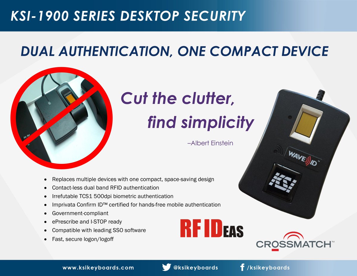 ksikeyboards's tweet photo. Cut the clutter, enhance desktop security with KSI standalone pods - integrated @RFIDeas reader, hands-free mobile @Imprivata #ConfirmID https://t.co/lheejrdTGk