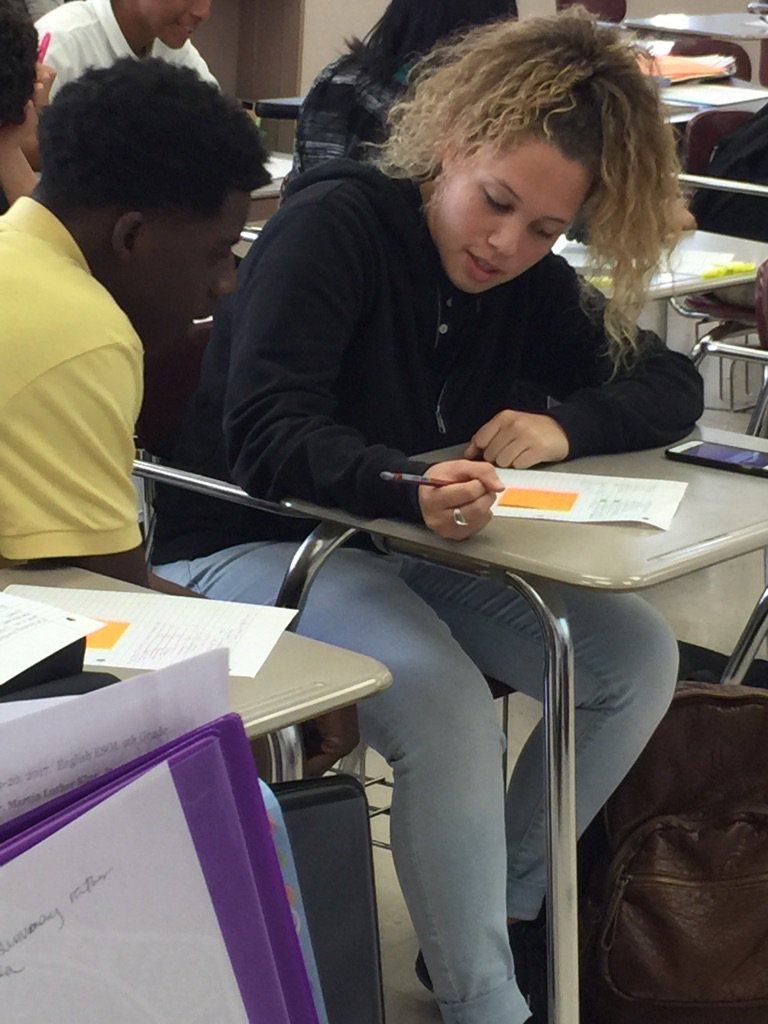 heyMsMarshall's tweet image. Students, Nyla &amp;amp; Kevin, engaged in peer interviews. @lwchsliteracy #learningpyramid #lwchsliteracy