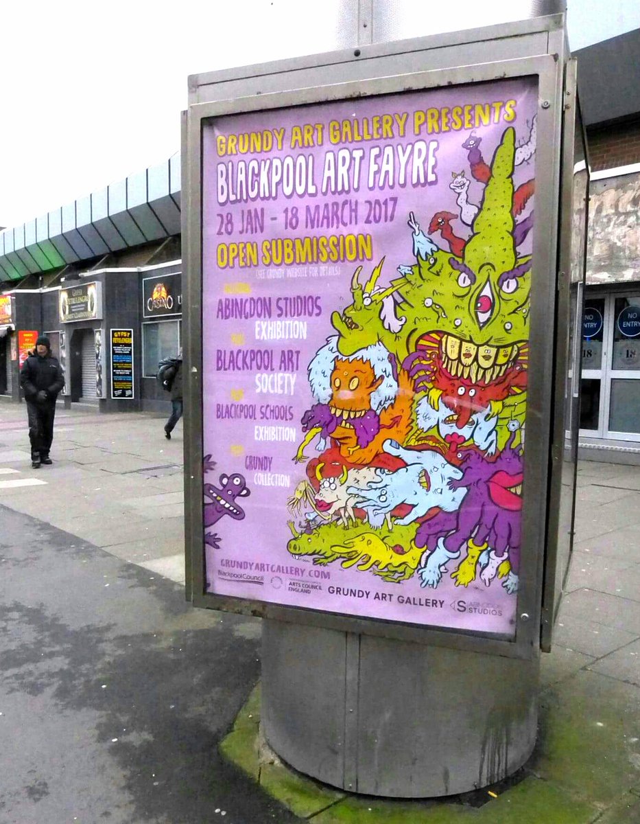 Bomilito in Blackpool! Design work for <a href="/GrundyBlackpool/">Grundy Art Gallery</a> brightening up the grey day!