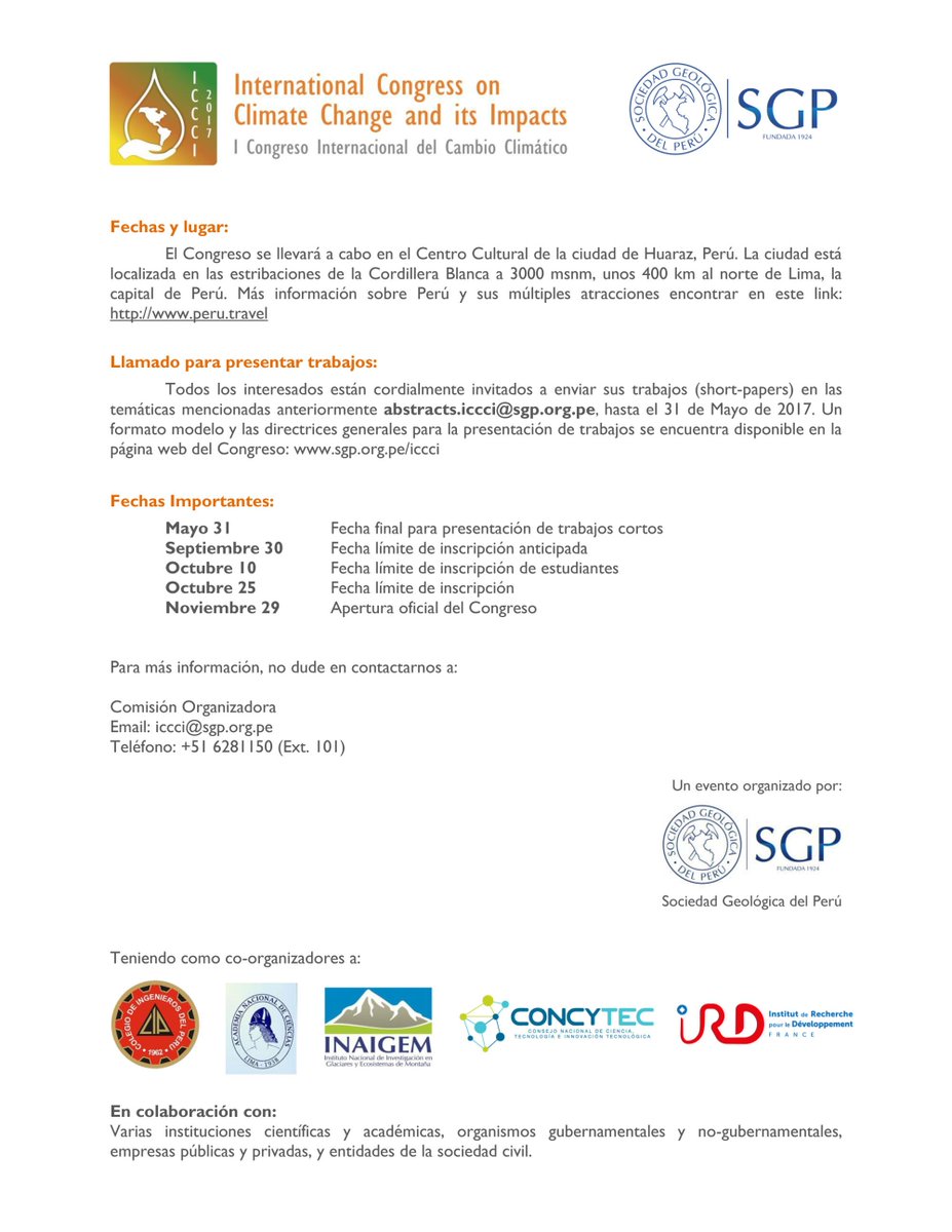 GEIGEODS's tweet photo. I CONGRESO INTERNACIONAL DE CAMBIO CLIMATICO - PRIMERA CIRCULAR 
https://t.co/6yua6iire1 https://t.co/bXbD94S2yL