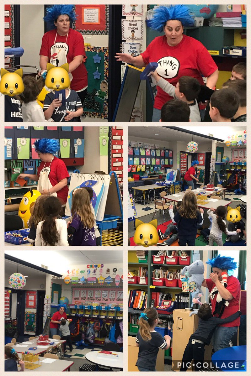 CathyO710's tweet image. Happy Birthday Dr. Seuss! 🎂📚Thing 1 and Thing 2 caused havoc today...oh so much fun! #JTPS #primaryfun @jennifer_galik