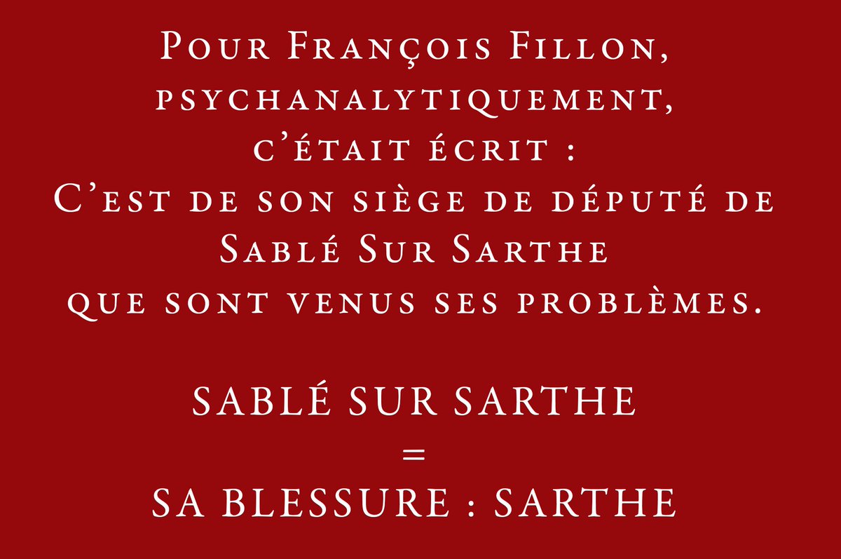 cekoicemo's tweet image. Si #FrancoisFillon vivait tout simplement son destin ? Les mots auraient dû l'alerter. Son malheur n'est-il pas venu de Sablé sur #Sarthe ?