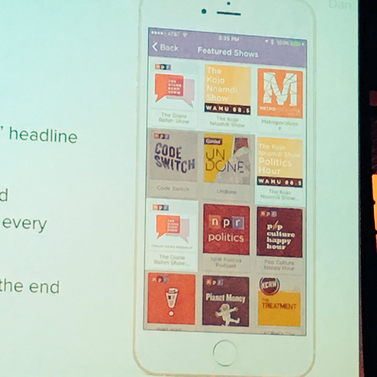 RFeldhausAdams's tweet photo. It's a good day for @wamu885 podcast shout outs. This one made @TamarCharney's prez at #nprstorylab. @kojoshow @drshow #Metropocalypse https://t.co/CNhiSCoMAu