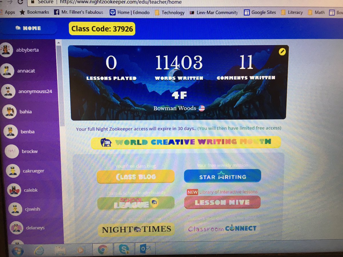 sfillner's tweet photo. After 2 days of 2 hrs total time R class has put in over 11,000 words & they want more! TY @nightzookeeper for the opportunity! #weRwriting https://t.co/eVi6n1DM47
