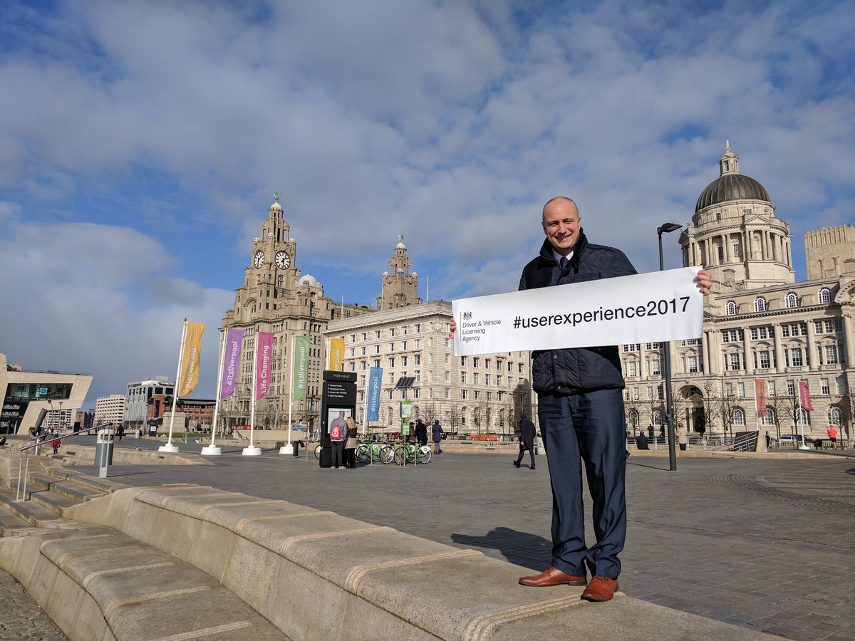 mcusertesting's tweet photo. The @DVLAgovuk #UserExperience2017 banner has been displayed at a number of famous landmarks in #Liverpool over the last two days! #insight https://t.co/DhijGJ88x2