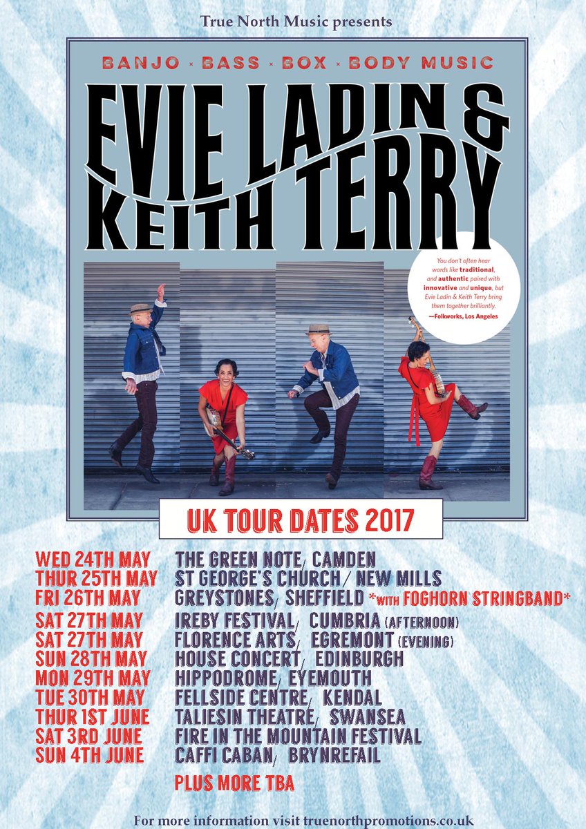 TrueNorthGigs's tweet image. Spectacular American roots music &amp;amp; dance from @evieladin &amp;amp; #KeithTerry in the UK this May/June - tickets out now! #oldtime #banjo #bodymusic