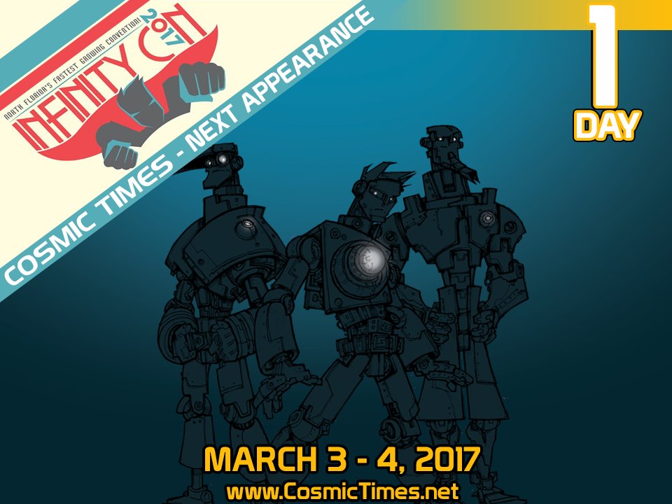 CosmicTimes's tweet photo. Just ONE day left until @infinityconFL 2017! We are so excited to be returning! 
#BeCosmic #infinitycon2017 https://t.co/wUYApeQDSy https://t.co/DNwx6GFCSE