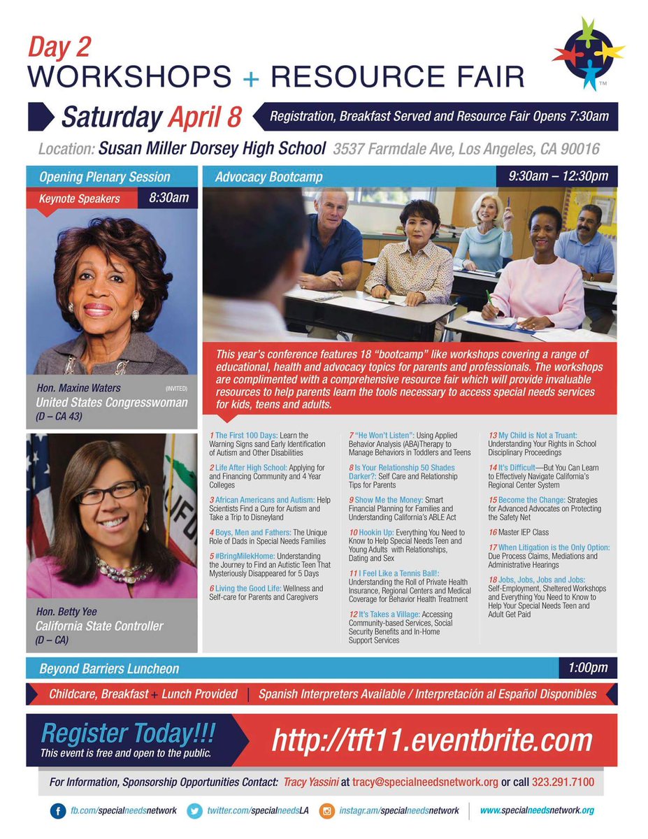 SpecialNeedsLA's tweet image. REGISTER TODAY for the 11th Annual #ToolsForTransformation 
eventbrite.com/e/tools-for-tr…

#Educate, #Advocate and #Resist