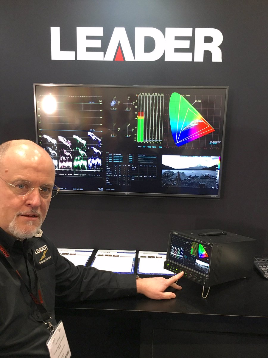 postPerspective's tweet photo. We're live from #BVE17 with Kevin Salvidge with the Leader LV5490 4K HDR &amp; WCG waveform monitor. #HDR workflows. @BVExpo https://t.co/2pFswncIgG
