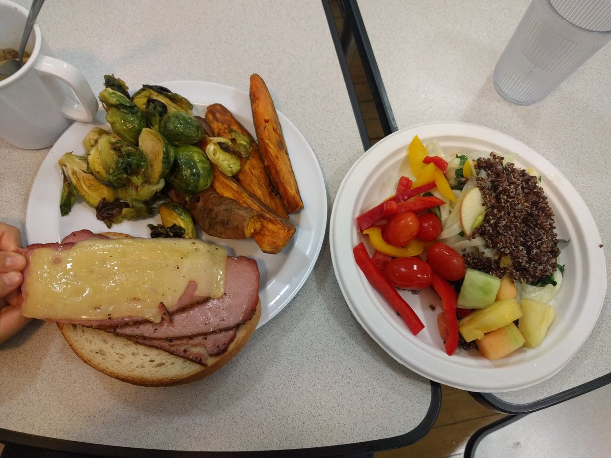 Lunch at my kid's school. Yes. Both plates are mine. Yes. I ate everything. 🤣