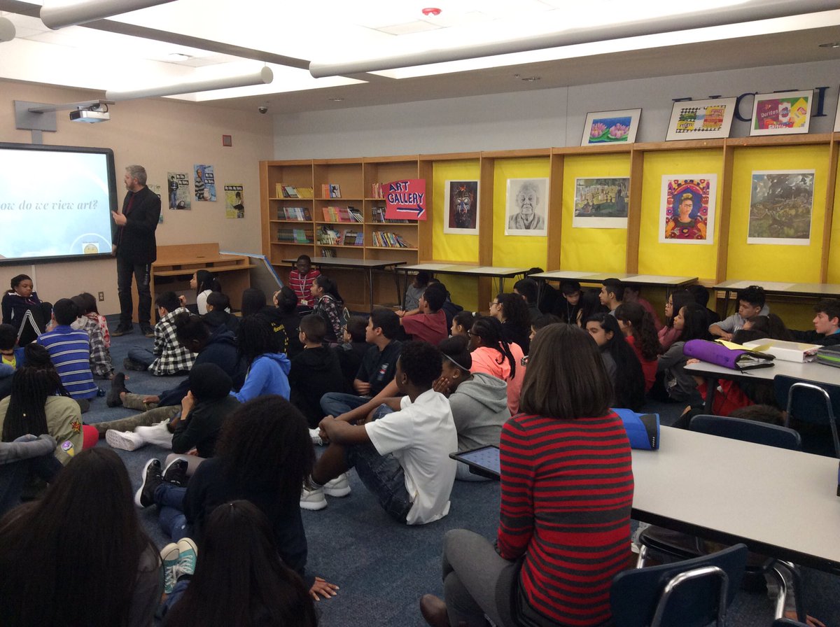 Big Art Day in the library with Mr. Harfoot! Learning and having fun.