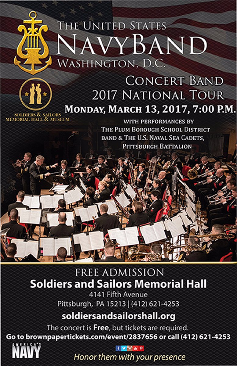 Come to our home and see the <a href="/usnavyband/">U.S. Navy Band</a> perform with local high school students on Monday, March 13