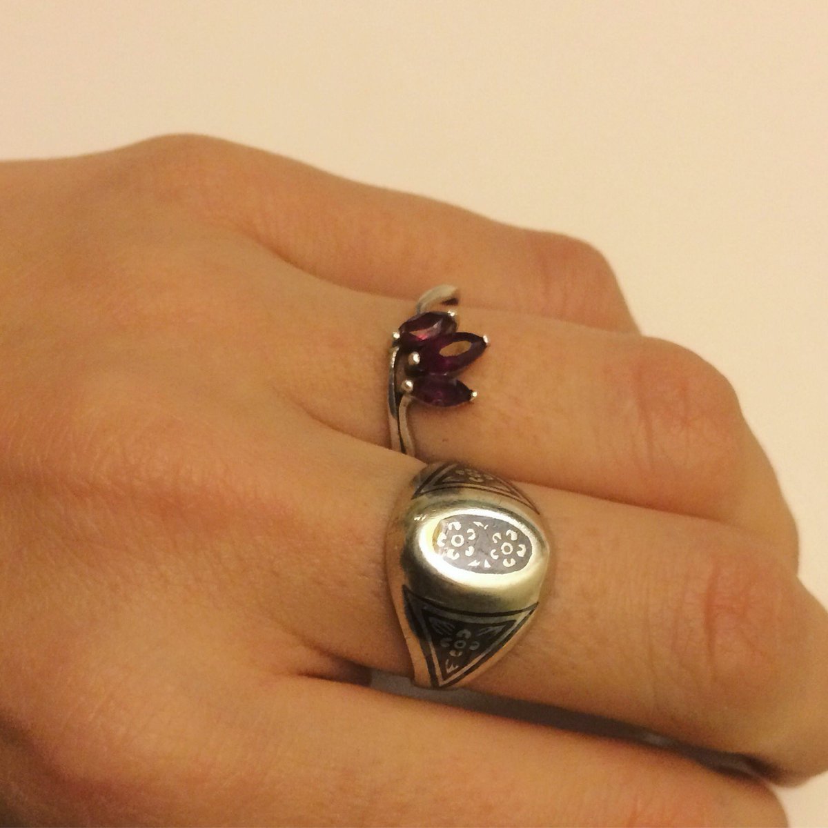 NotRMcIver's tweet image. Beautiful rings from the markets here in Bucharest #handscape.