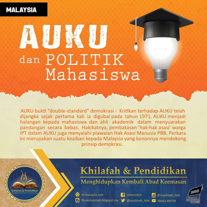 Muslimah_HTM's tweet photo. [FIKRATUL UMMAH FEB 2017] AUKU &amp; Politik Mahasiswa https://t.co/fBXsY6flZx
#pendidikan_khilafah #FikratulUmmah #AUKU #mahasiswa #politik https://t.co/anBSszOUBV