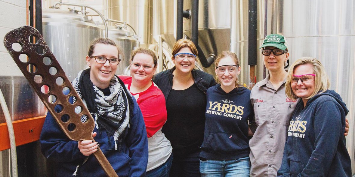 #TBT to <a href="/IWCBD/">International Women's Collaboration Brew Day</a> 2015, join the #LadyBirdsBeerClub <a href="/StBenjamins/">StBenjaminsTaproom</a> Wed 3/8 for <a href="/pinkbootsphilly/">Pink Boots Philly</a>'s #BigBootsBrew2017! #Yards #BrewUntoOthers