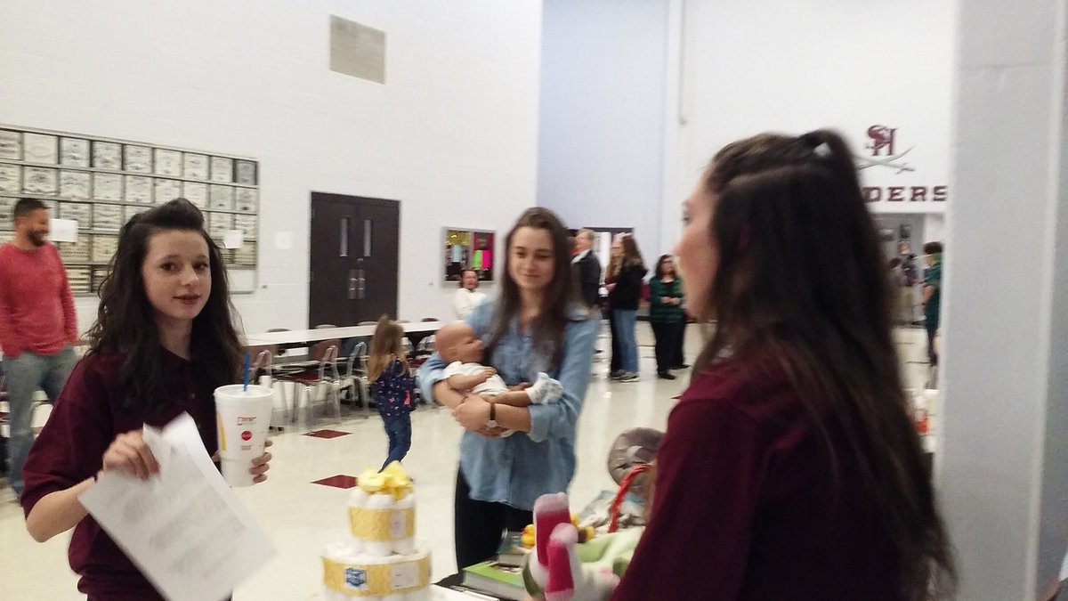 SHHS_FCCLA's tweet photo. Family and Consumer Science students Macy &amp; Kayla talking to 8th graders about the Child Development classes. https://t.co/evfeWNBVET