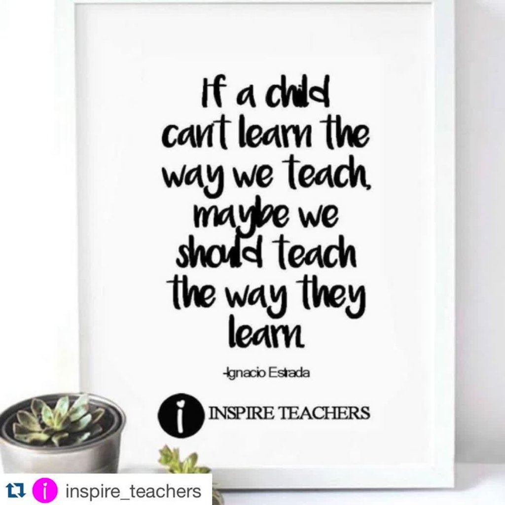 TEACHorg's tweet photo. "If a child can't learn the way we teach, maybe we should teach the way they learn." https://t.co/fWJmOwUbFF