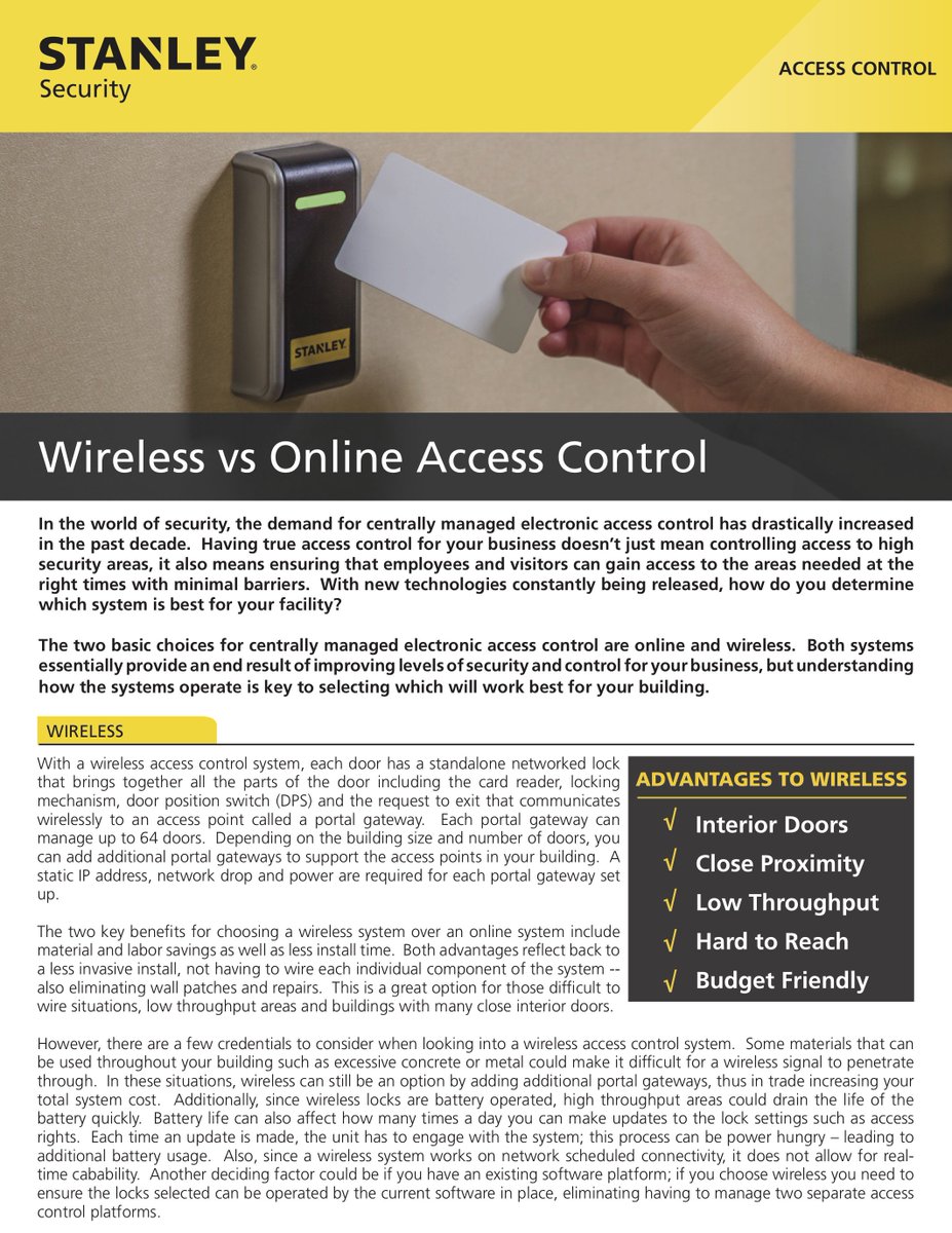 SecuritasTechUS's tweet photo. Wireless vs. Online Access Control? Which system is right for you? #STANLEYAccess https://t.co/jfcmMOogfc https://t.co/MOy7QWzT3Q