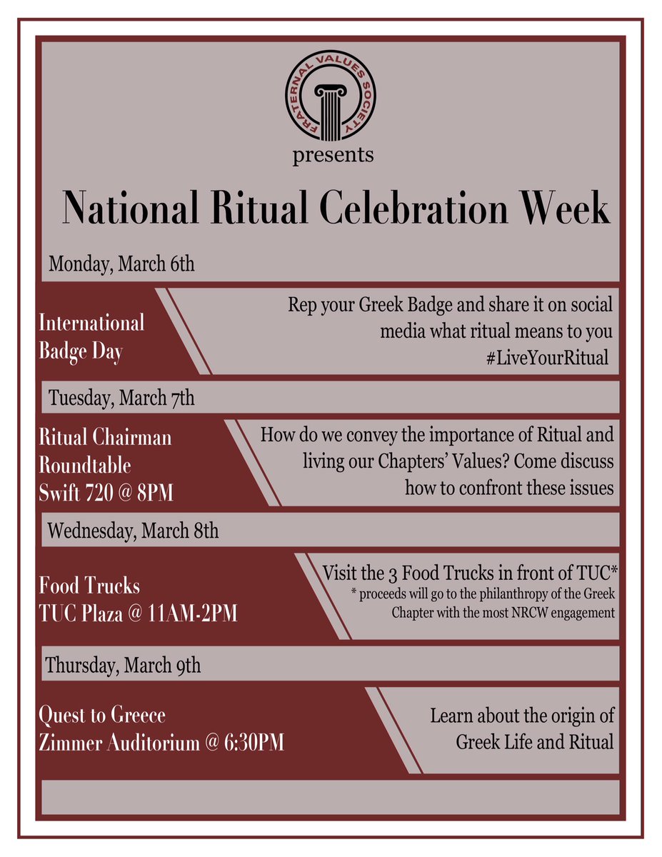 FVS_UC's tweet photo. Check out the weeks worth of events for National Ritual Celebration Week! 
#LiveYourRitual #NRCW17 https://t.co/c3jShliqwD