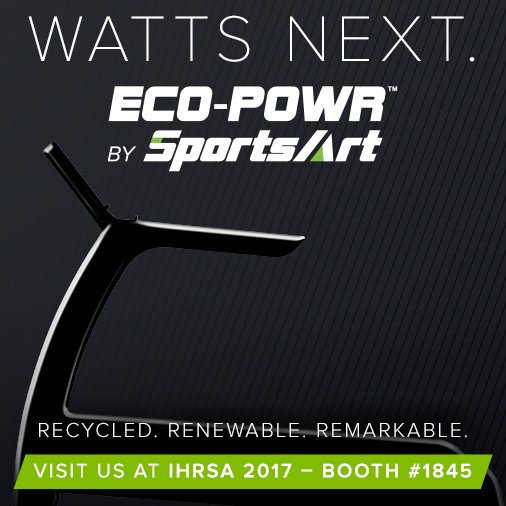 GoSportsArt's tweet photo. Recycled. Renewable. Remarkable. 
See watts next 1 week from today on the @IHRSA floor! #IHRSA2017 https://t.co/V1or6pQILS