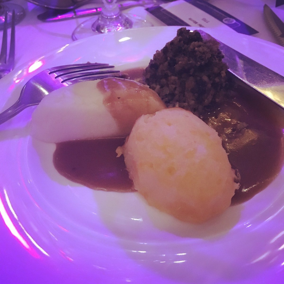 JMorrisTTG's tweet photo. Haggis, neeps and tatties 🥔 @voiceoftravel #spaadinner https://t.co/OMA85DqRKU