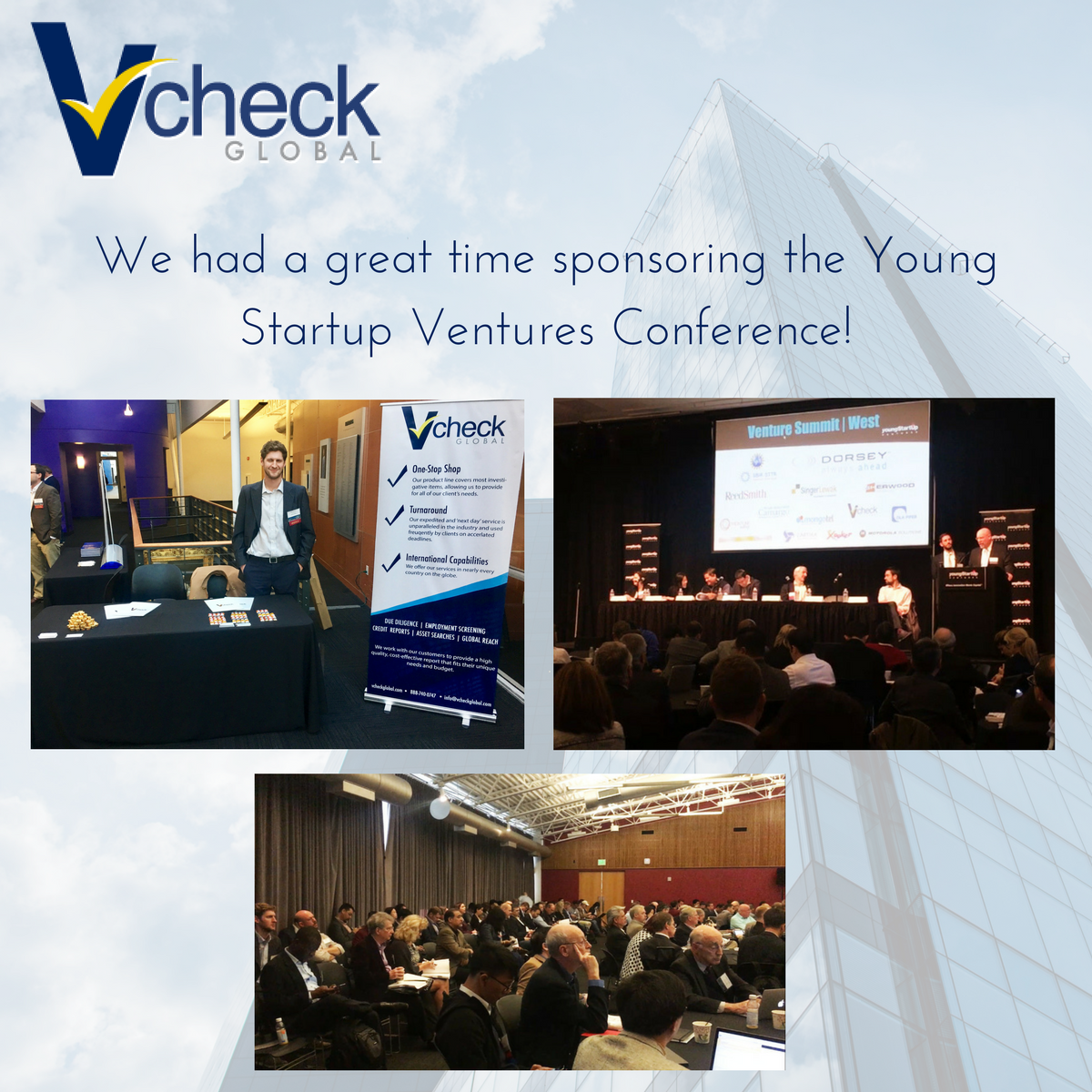 VcheckGlobal's tweet photo. We had a great time speaking at the #VentureSummitWest conference! Thanks for hosting #innovators #entrepreneurs #investors @youngstartupven https://t.co/QJAHiD9KDT