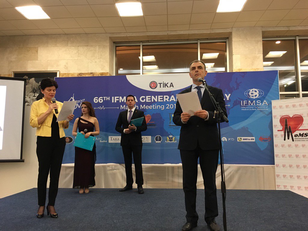 MikkelsenBente_'s tweet photo. Minister of Health Montenegro opening address to the IFMSA general assembly focusing on NCDs #beatNCDs #IFMSA https://t.co/2lSqwL81MK